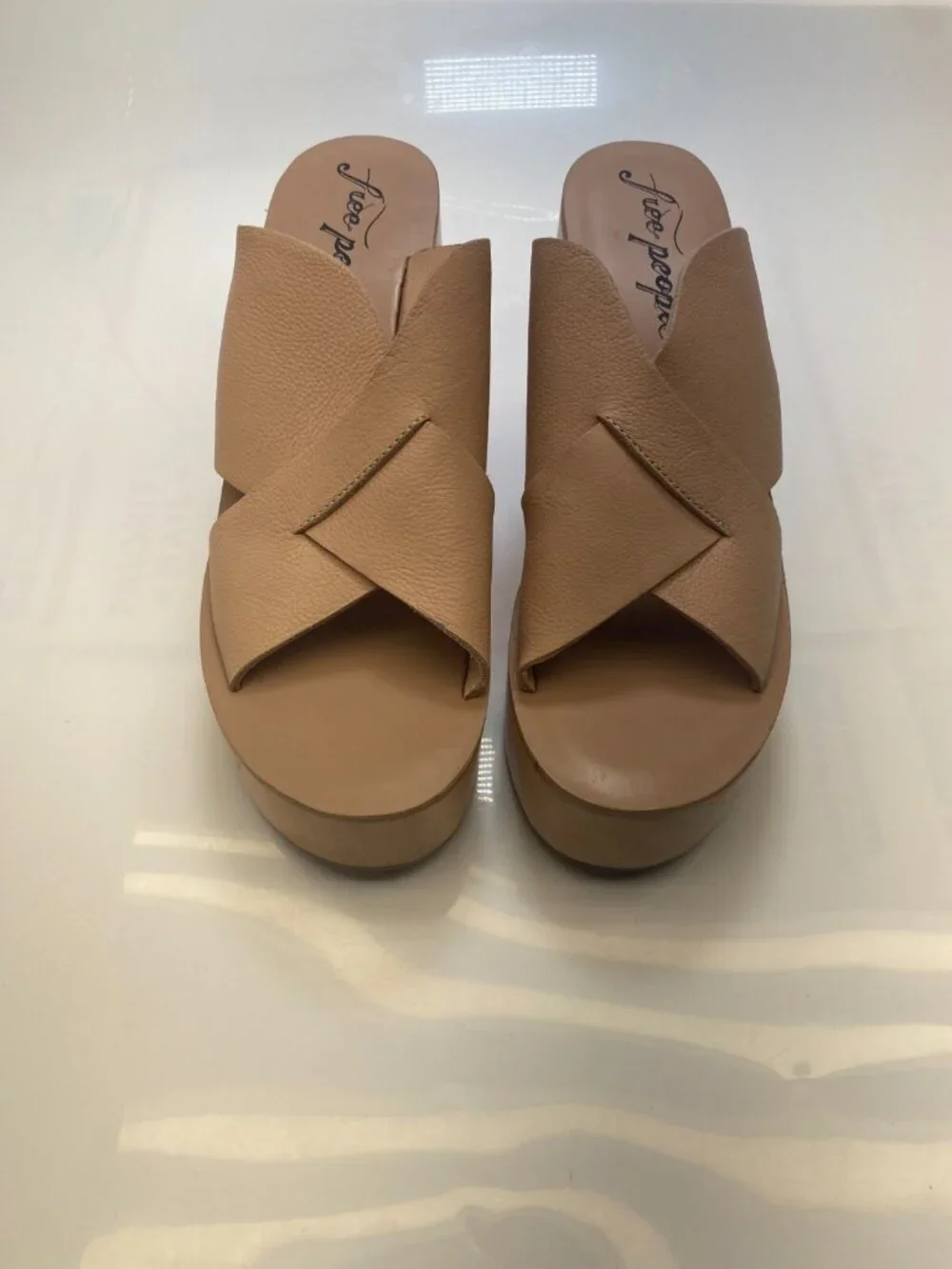 Free People Women's Kora Pink Leather Platform Heel Sandal Sz 41- USA  11